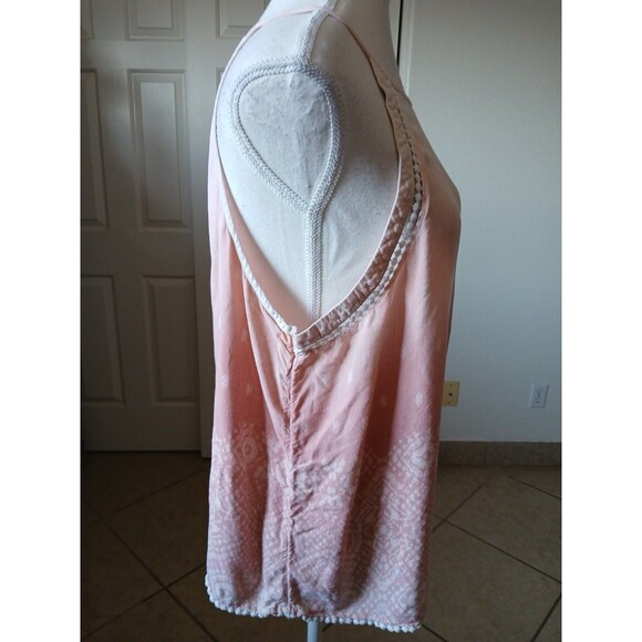 Mudd Womens Rayon Halter Pink Tank Top Size XL Lace Details Bohemian - Picture 3 of 13
